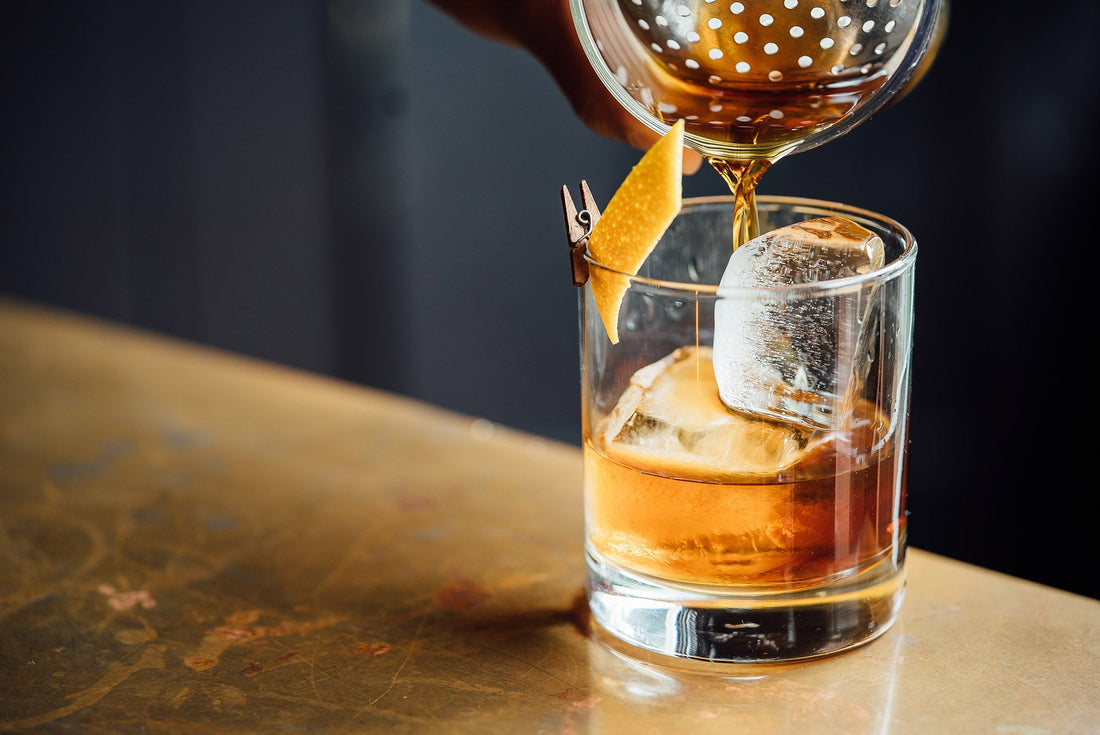 whiskey on the rocks old fashioned style