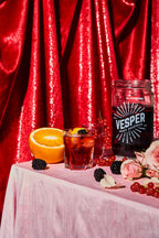 Vesper Cranberry Whiskey Sour cocktail infusion kit jar — lifestyle photo